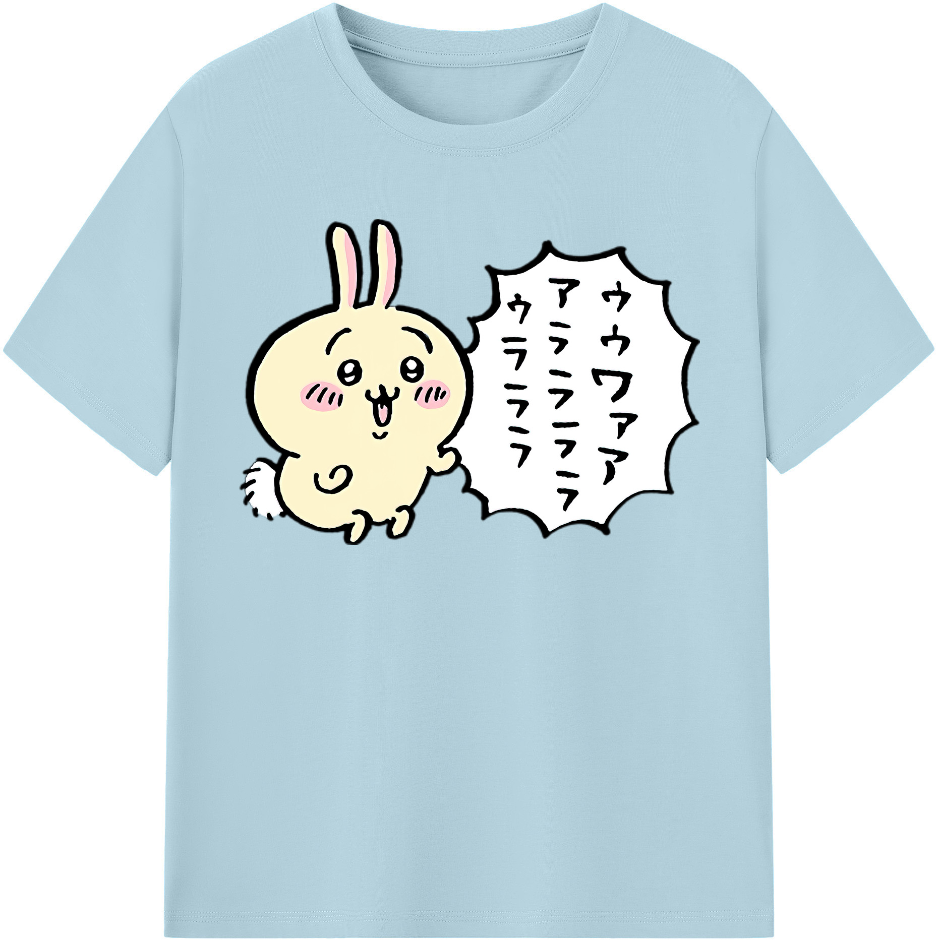 （画像用） ちいかわ うさぎ Chii-kawa usagi 綿100％半袖Tシャツ（フロントプリント）